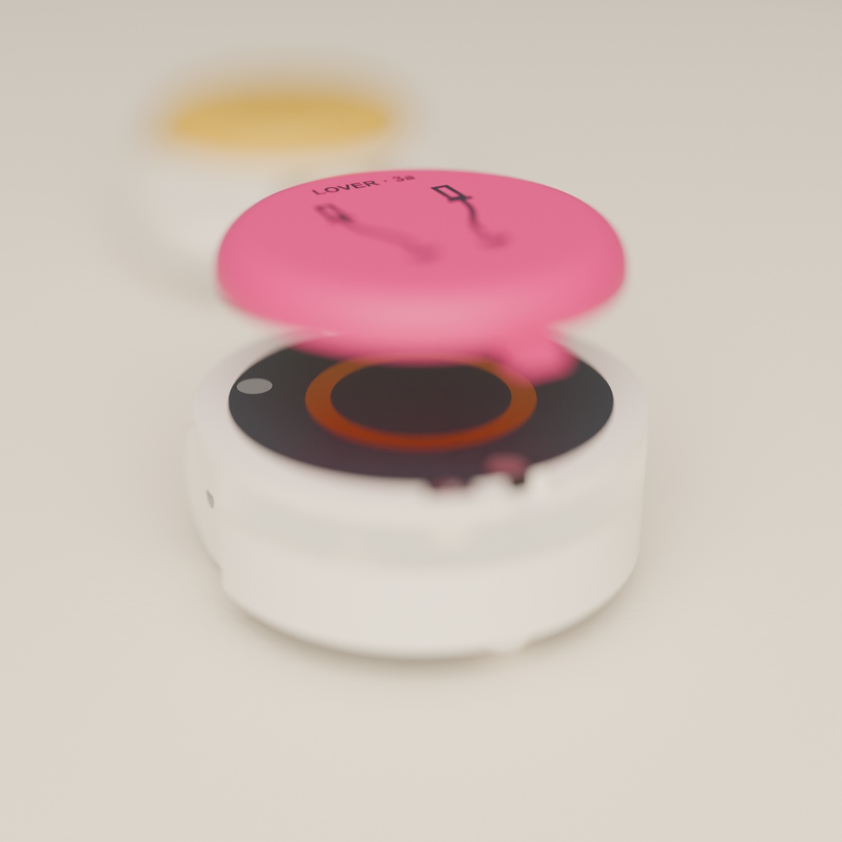 A pink Lover hat about to snap onto a bot.