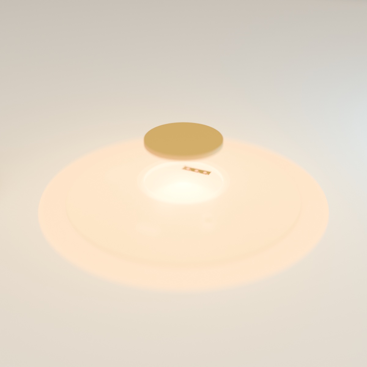 A light pad with its LIGHT hat lifted, glowing yellow.